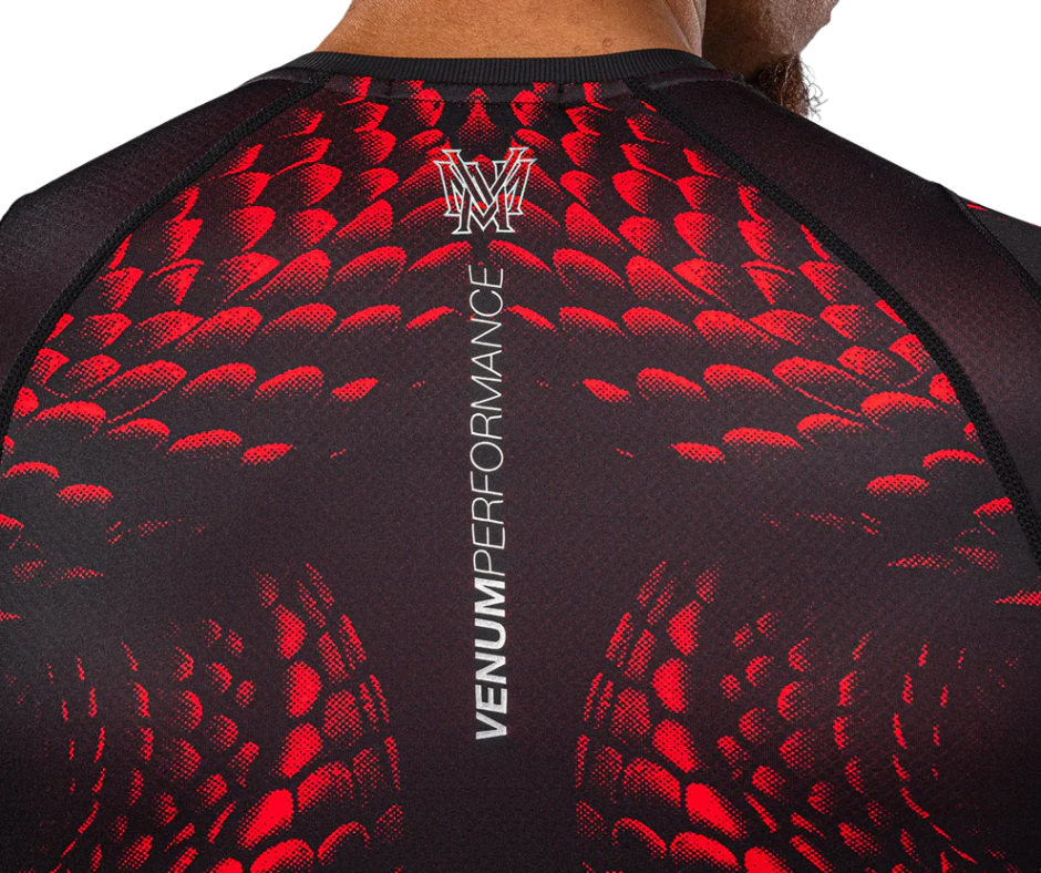 Venum Matupa Short Sleeve Rashguard – Black/Red/Silver | Compression Training Top