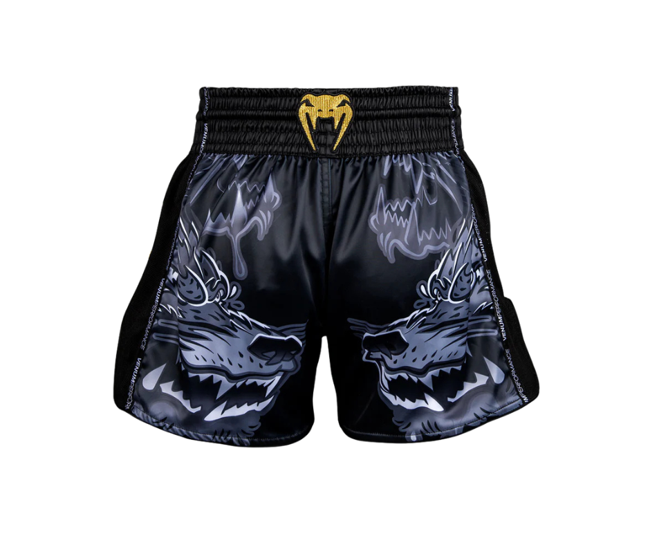 Venum Wolf Atak Muay Thai Shorts – Black/Grey | Fight Shorts