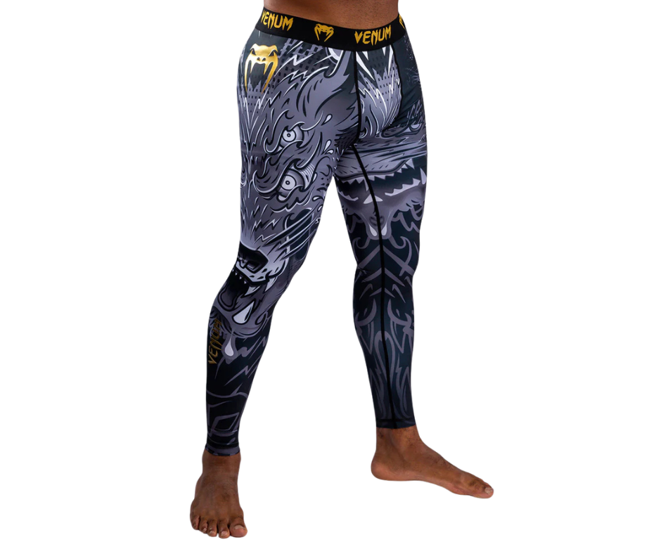 Venum Wolf Atak Spats – Black/Grey | Compression Training Tights