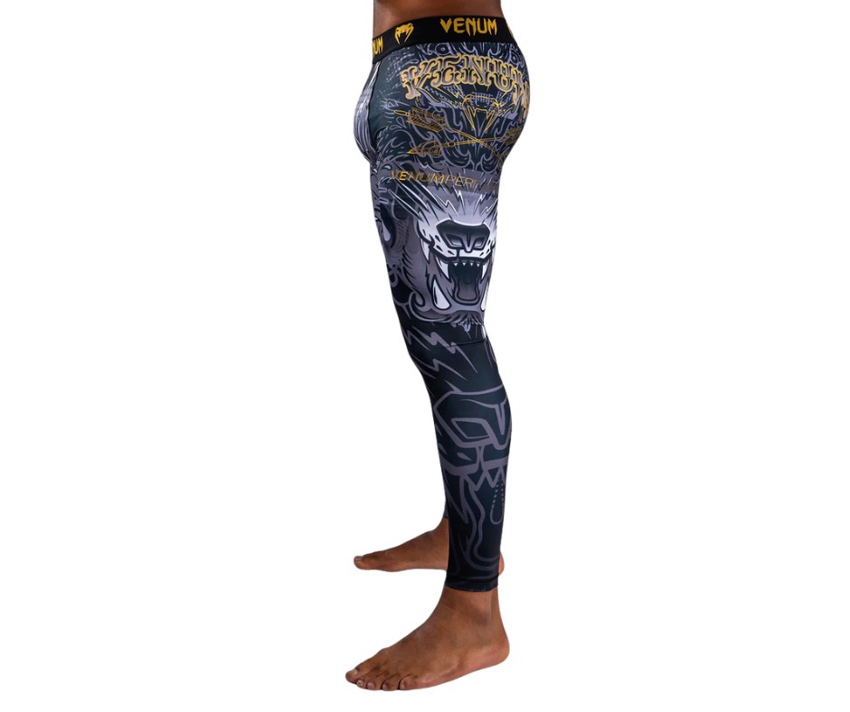 Venum Wolf Atak Spats – Black/Grey | Compression Training Tights