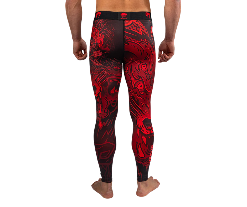 Venum Wolf Atak Spats – Black/Red | Compression Training Tights­