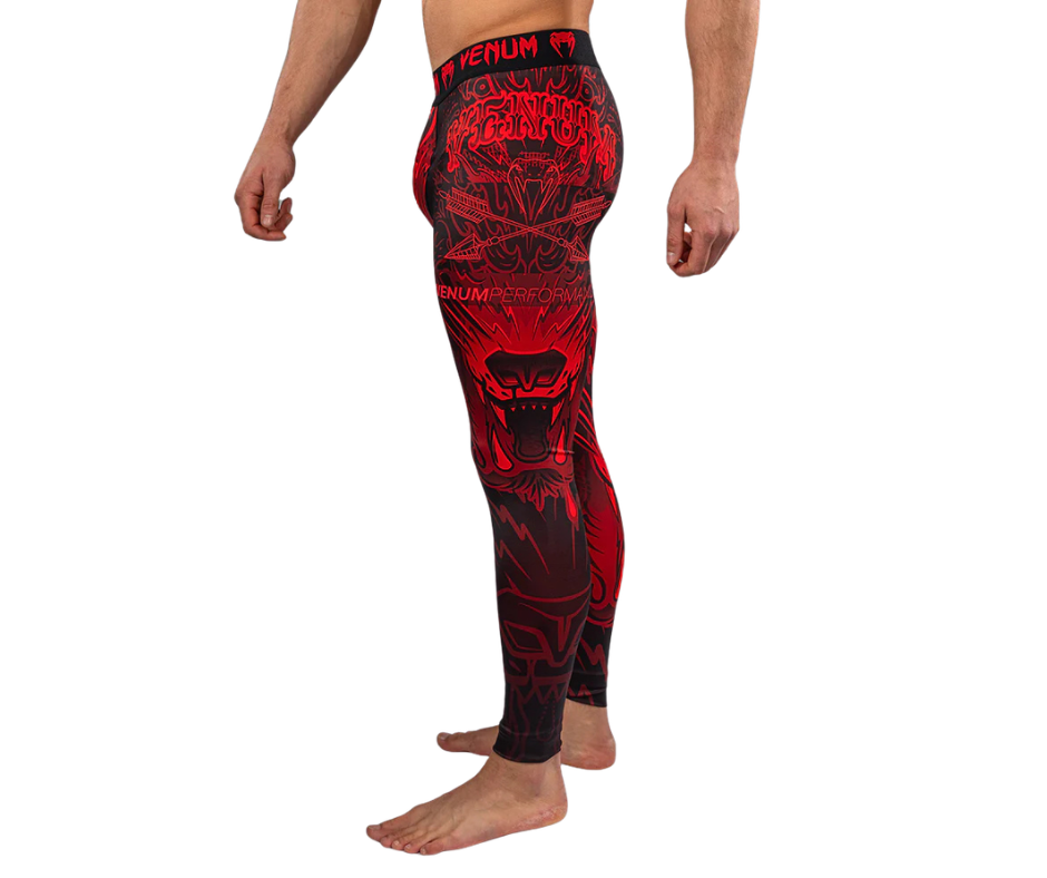 Venum Wolf Atak Spats – Black/Red | Compression Training Tights­