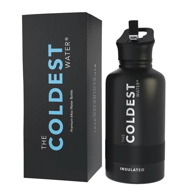 WATER BOTTLE SPORTS 64 OZ TACTICAL BLACK FRONT SIDE
