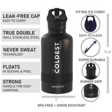 WATER BOTTLE SPORTS 64 OZ TACTICAL BLACK LEFT SIDE