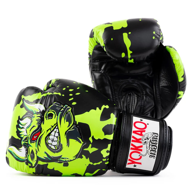YOKKAO ANGRY BULL BOXING GLOVES BLACK FRONT SIDE
