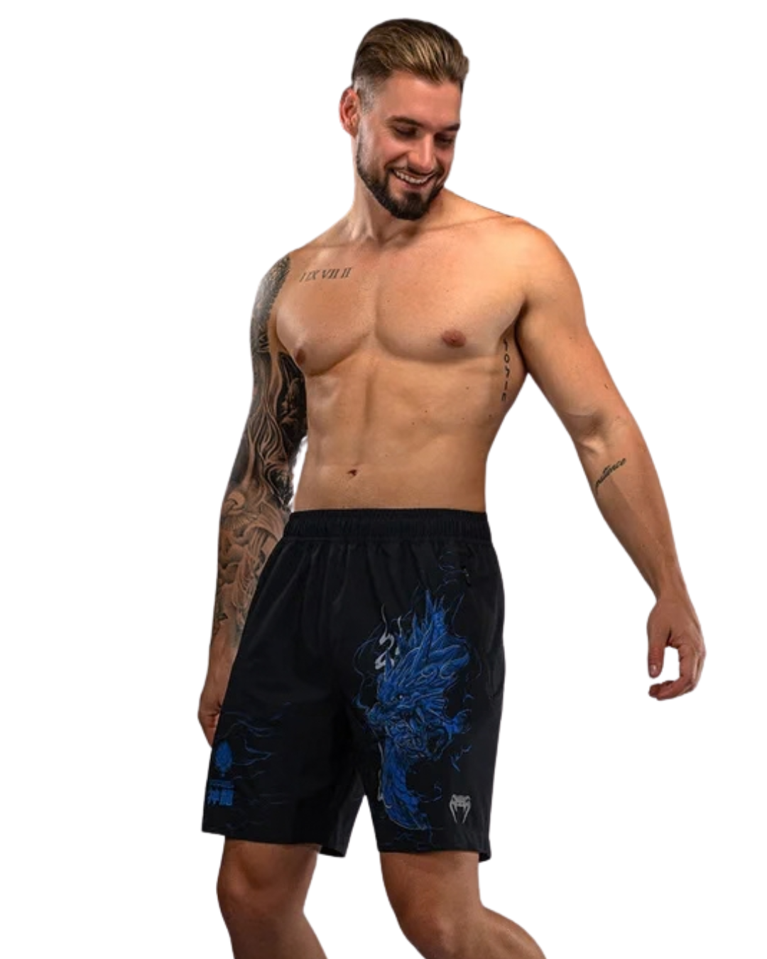 Venum Thunder Dragon Training Shorts – Black/Royal Blue | Lightweight Mobility – MMA & Striking Performance