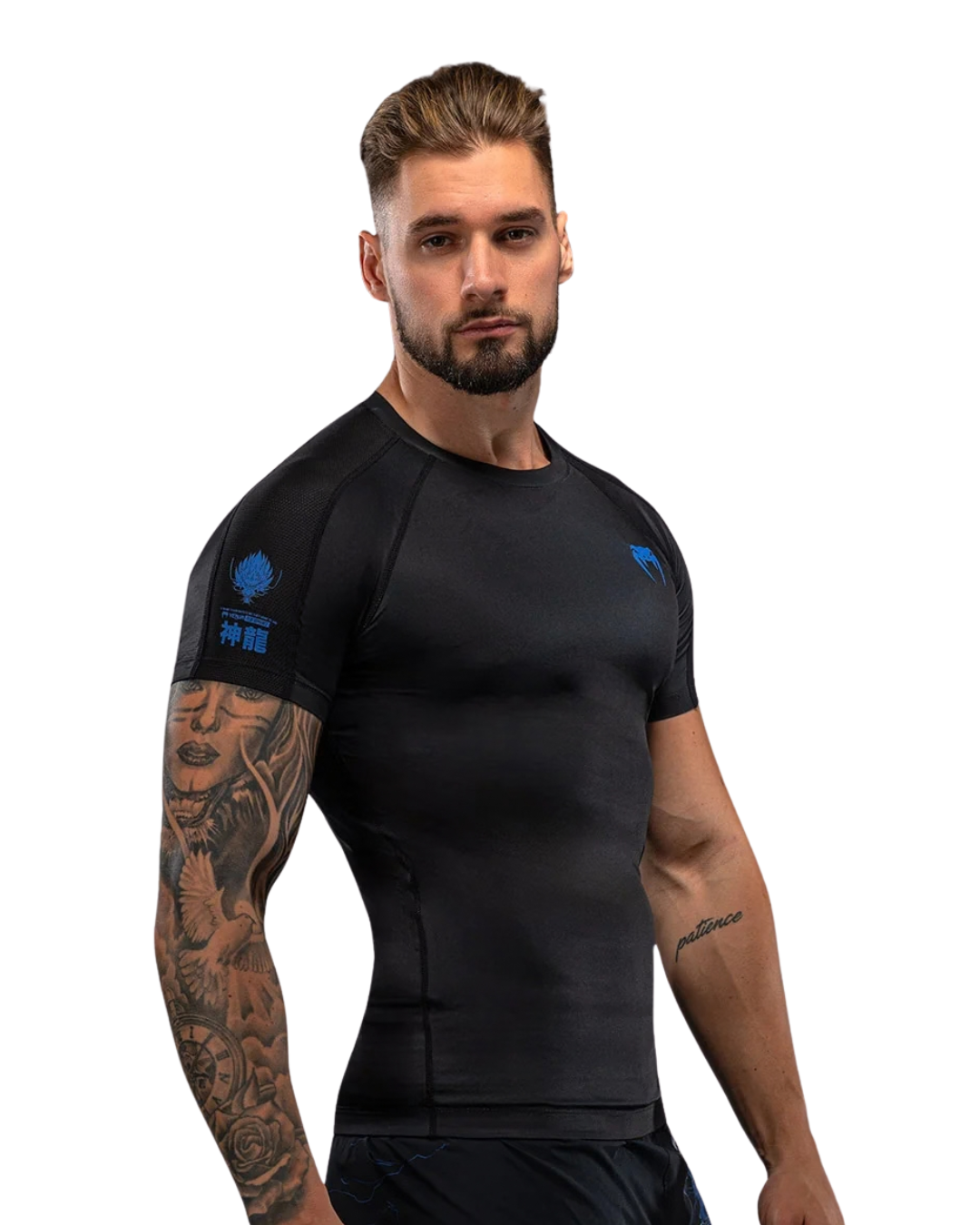 Venum Thunder Dragon Shortsleeve Rashguard – Black/Royal Blue | Compression Fit – MMA & BJJ Performance Wear