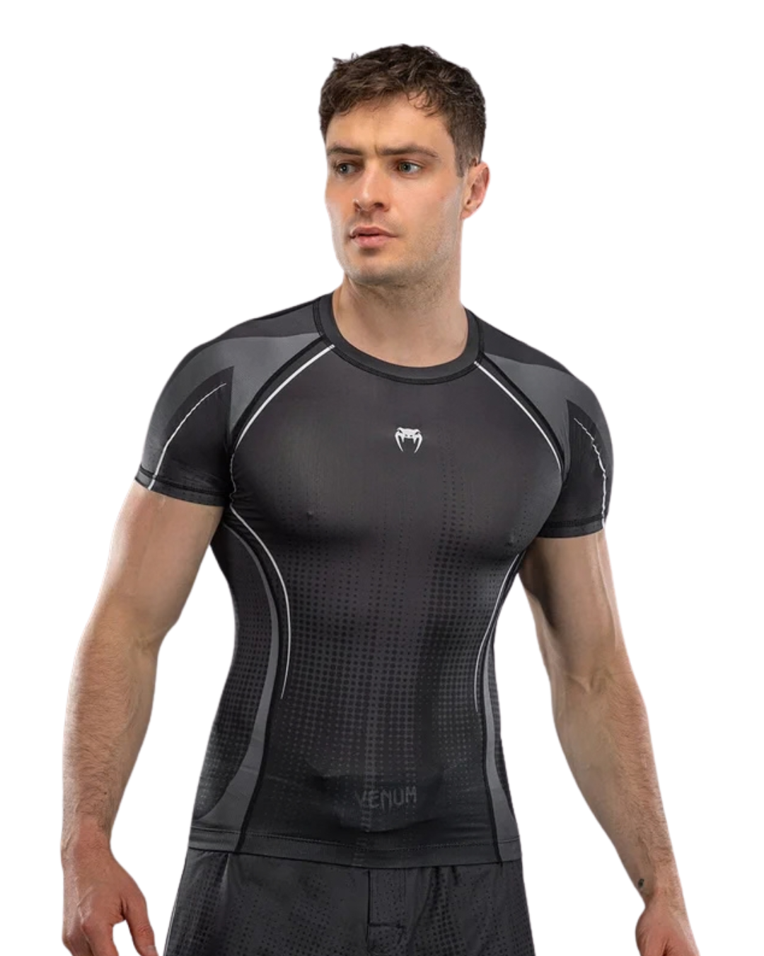 Venum Stealth Shortsleeve Rashguard – Black/White | Compression Fit – MMA & BJJ Performance Wear