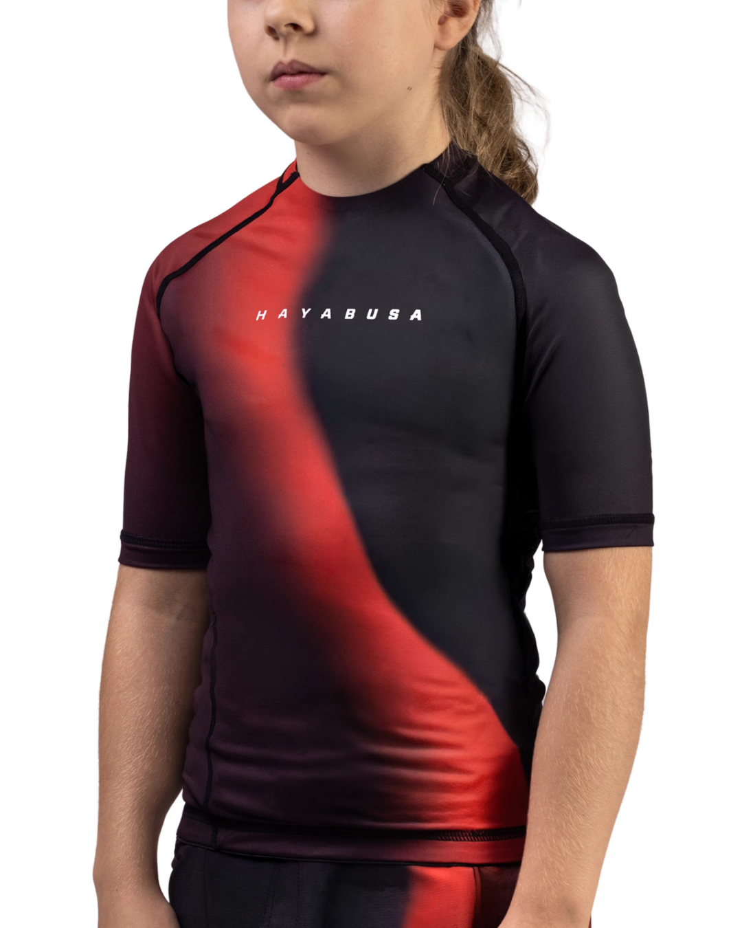 Hayabusa Youth Shortsleeve Rashguard – Red – Compression Fit – Kids BJJ & MMA Training Wear