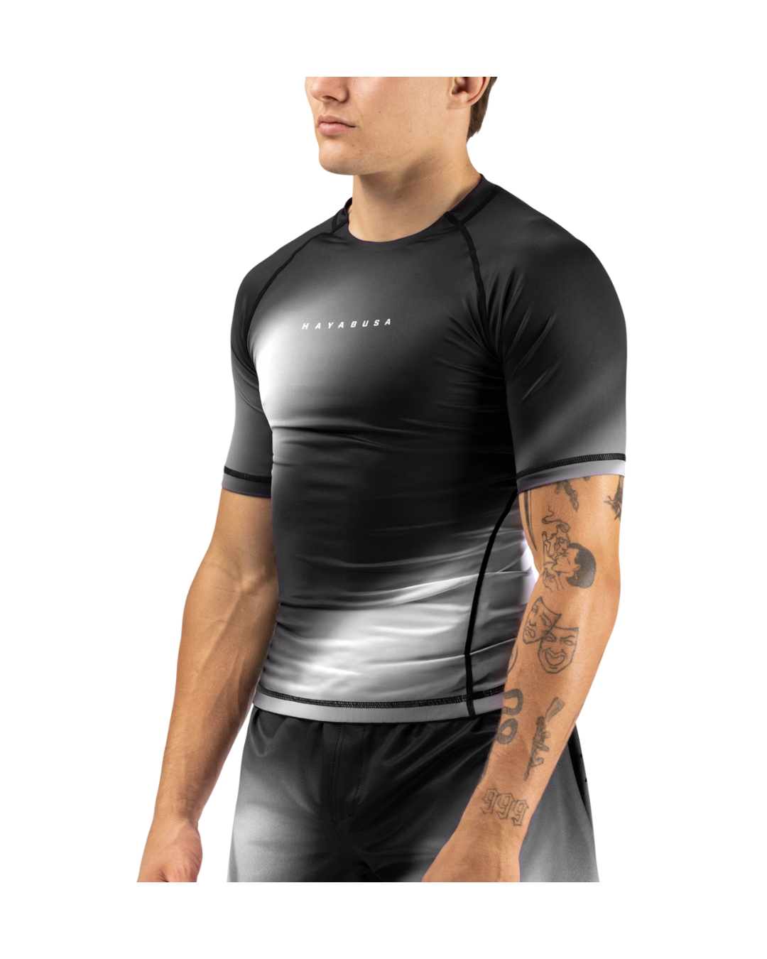Hayabusa Men’s Apex Short Sleeve Rash Guard – Black/White