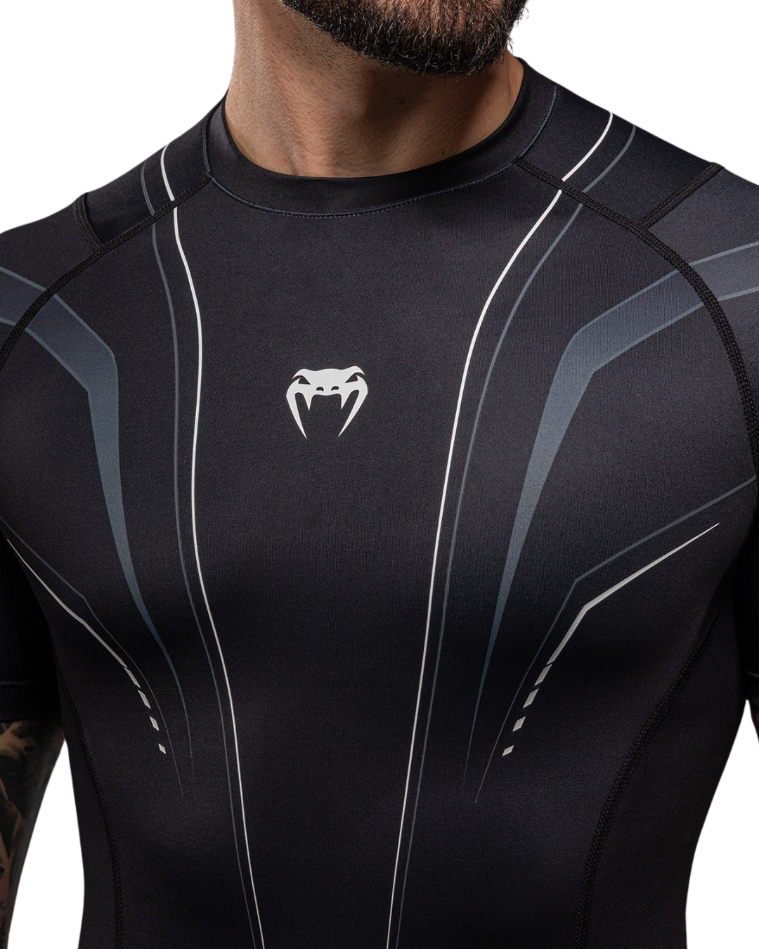 Venum Streamline Shortsleeve Rashguard – Black/White | Compression Fit – MMA & BJJ Performance Wear