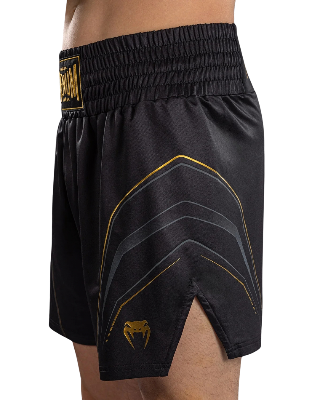 Venum Streamline Boxing Shorts – Black/Gold | Lightweight Performance – Wide Waistband