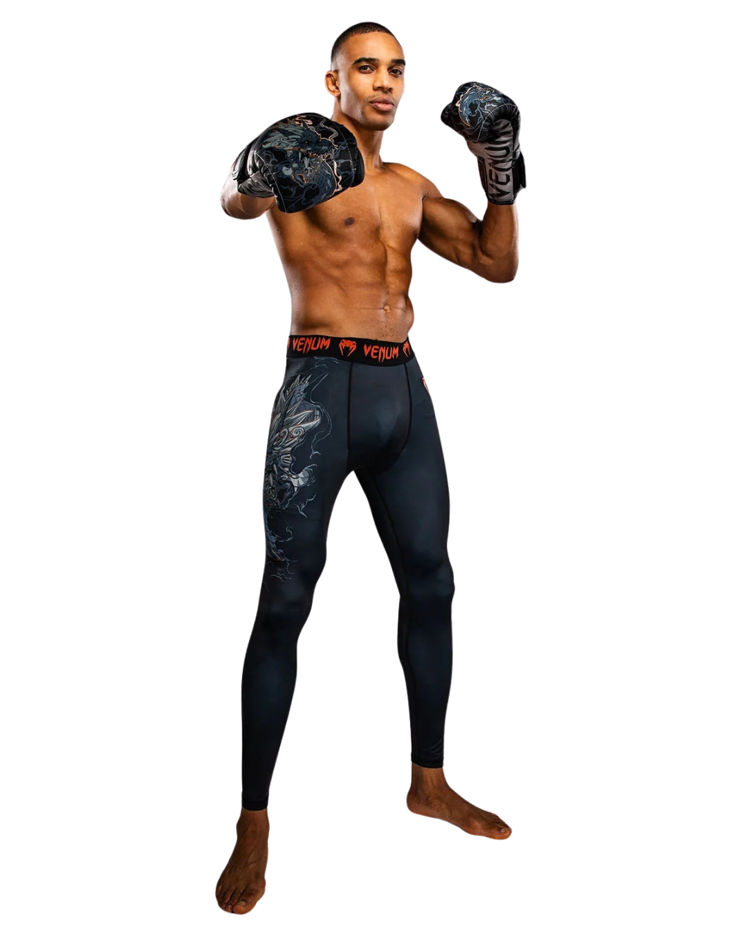 Venum Thunder Dragon Spats – Black/Grey/Copper | Compression Fit – MMA & BJJ Grappling Performance