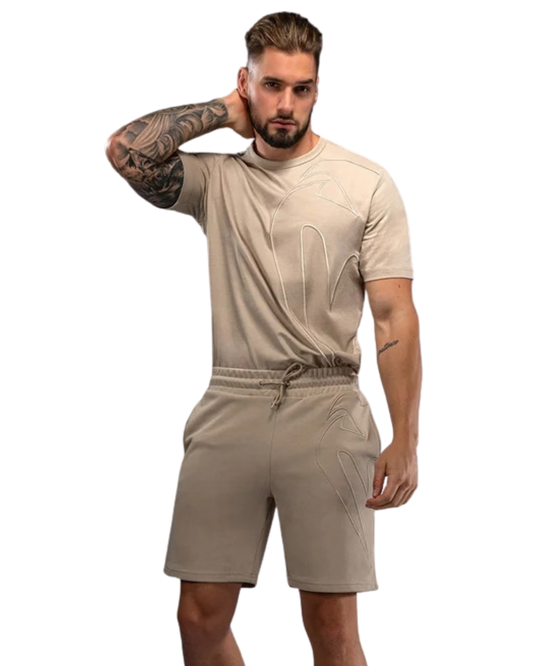Venum Giant 3D Cotton Shorts – Beige | French Terry Cotton - Regular Fit - Lifestyle Athletic Wear