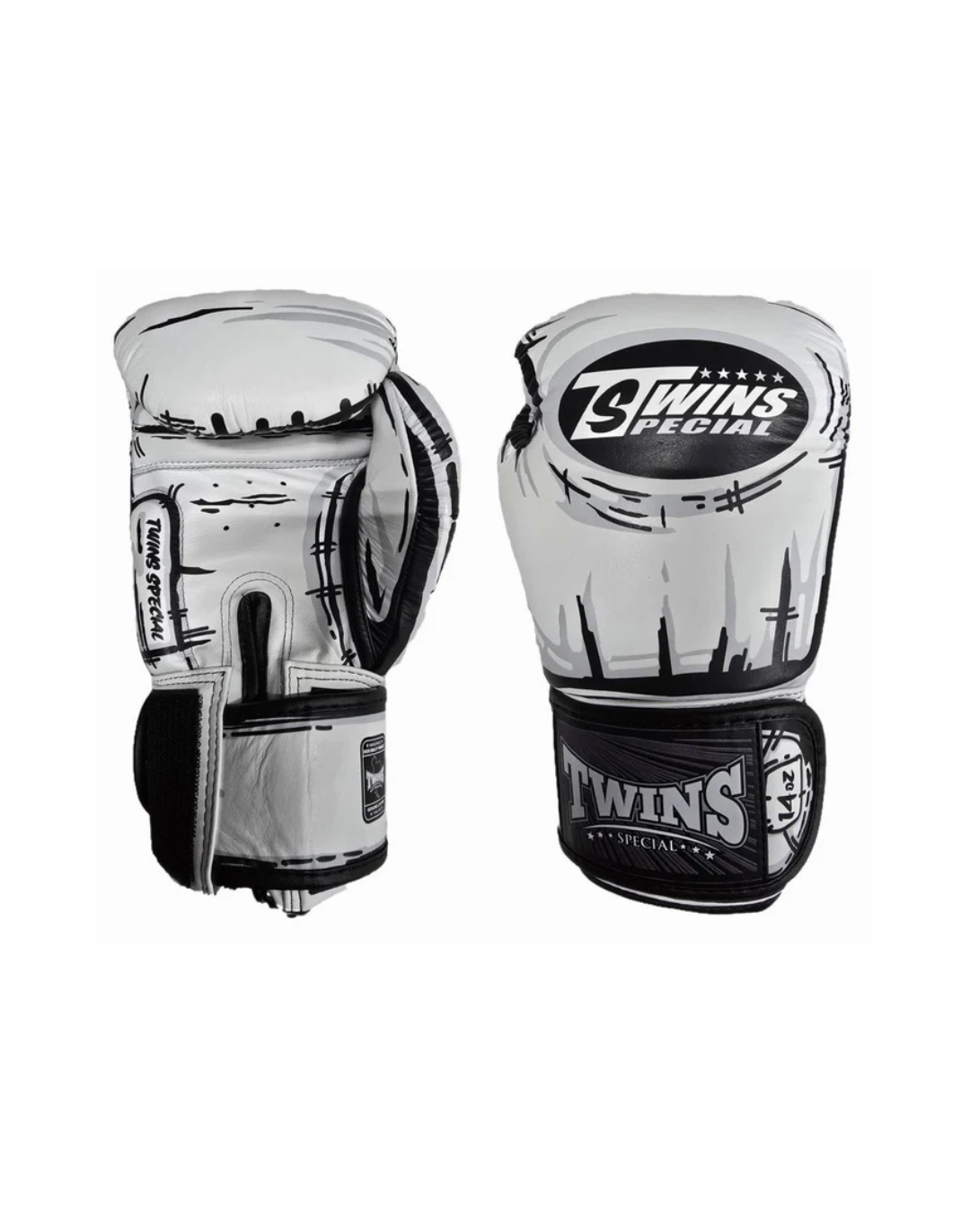 Twins Special FBGVL4-66 Fancy Boxing Gloves – Comic White/Black
