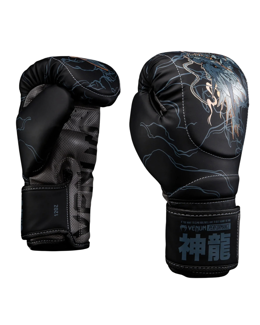 Venum Thunder Dragon Boxing Gloves – Black/Grey/Copper | Injected Foam – Premium Striking Protection