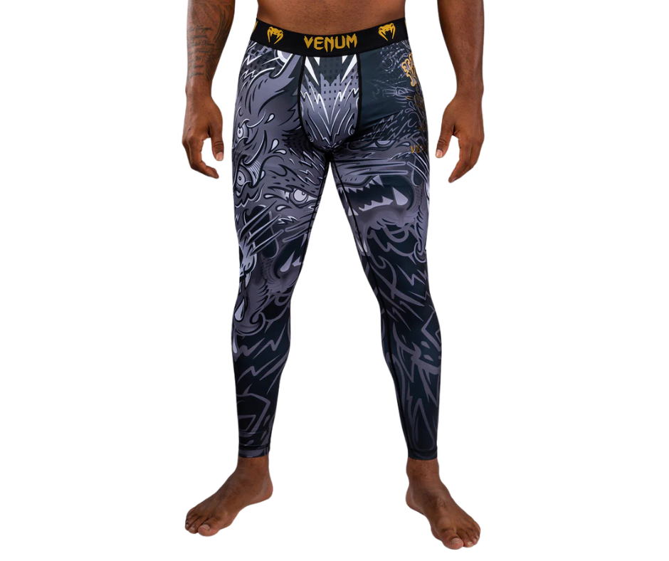Venum Wolf Atak Spats – Black/Grey | Compression Training Tights