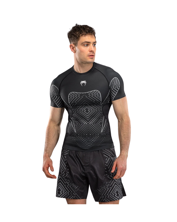 Venum Midnight Fury Short Sleeve Rash Guard – Black/Grey/Silver