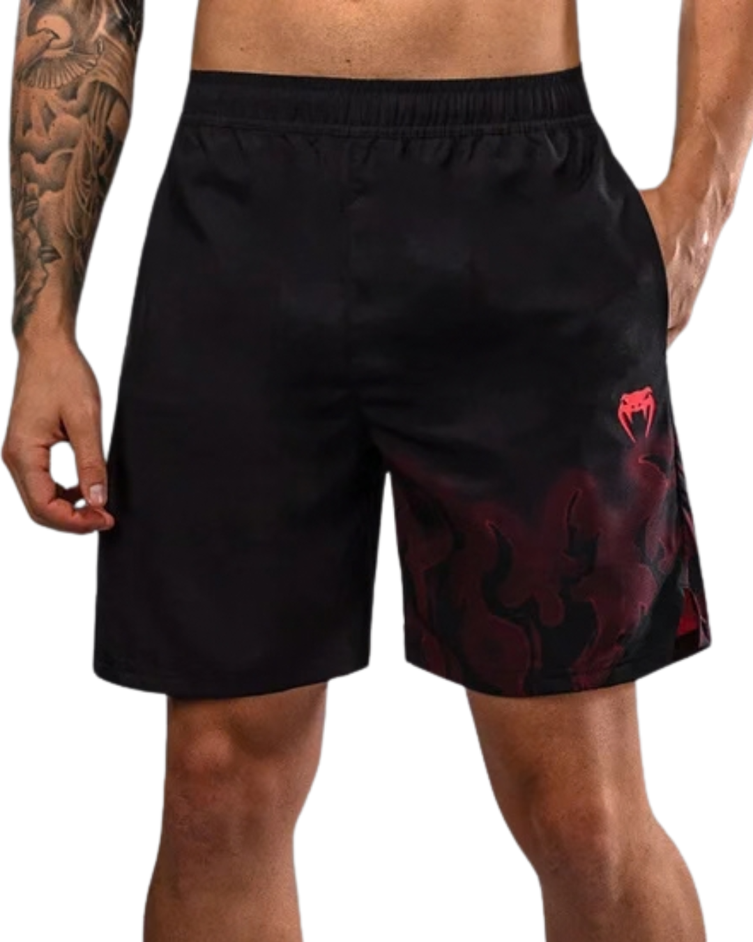 Venum Spectre Training Shorts – Black/Red | Lightweight Performance – Mid‑Thigh Cut