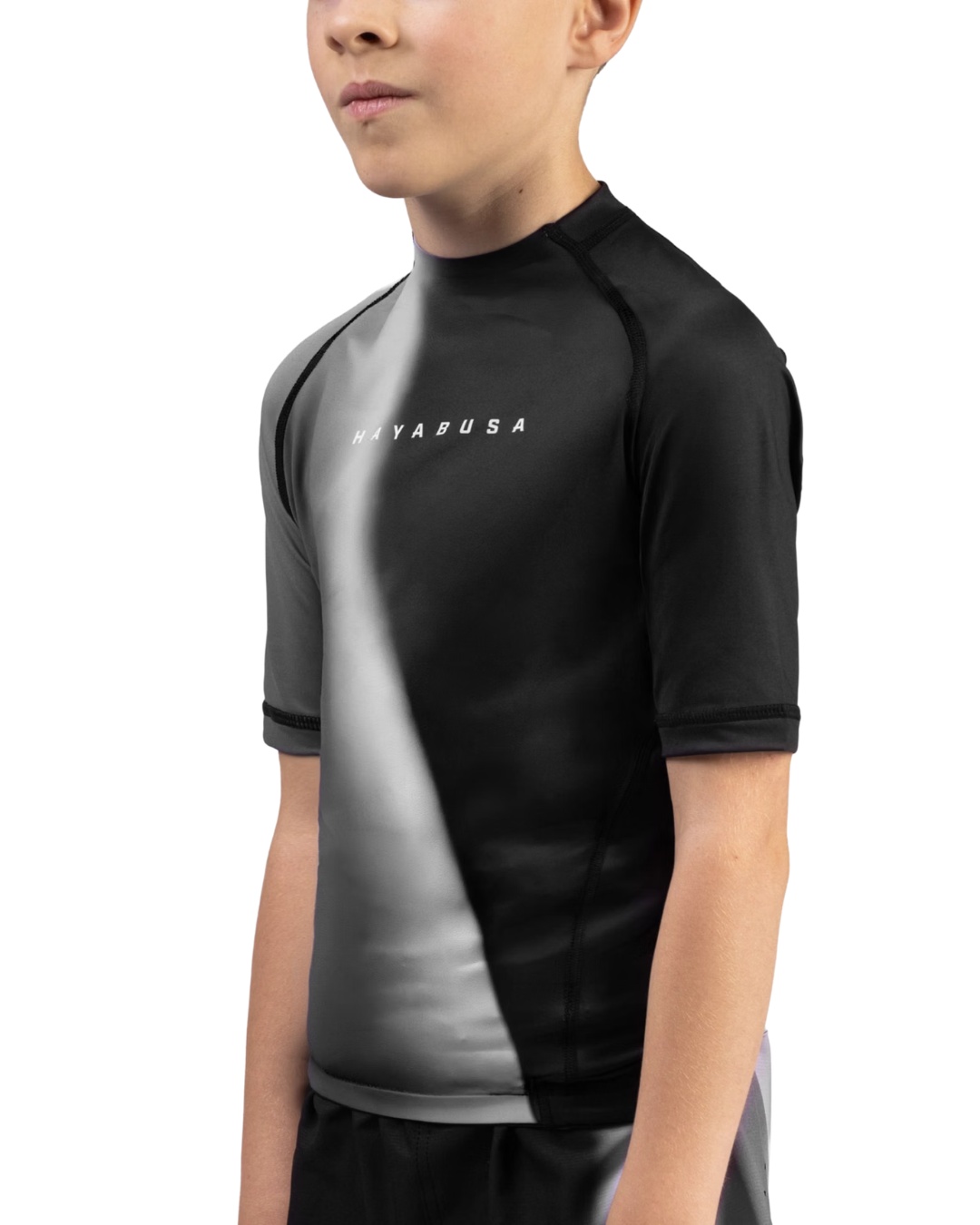 Hayabusa Youth Shortsleeve Rashguard – Black | Compression Fit – Kids BJJ & MMA Training Wear