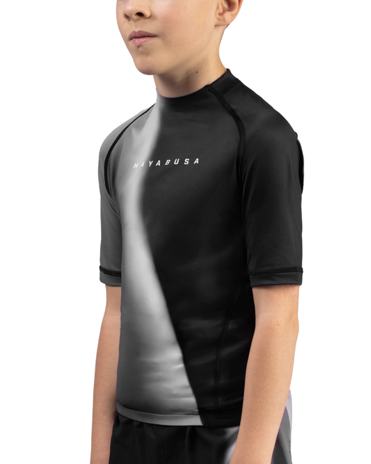 Hayabusa Youth Shortsleeve Rashguard – Black | Compression Fit – Kids BJJ & MMA Training Wear