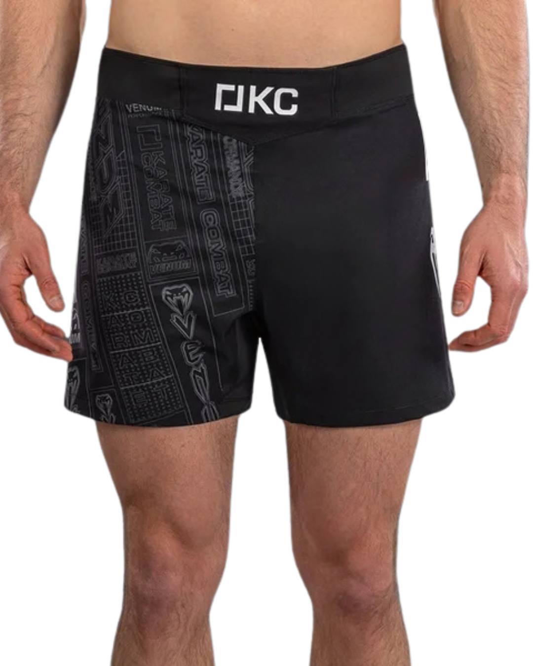 Venum Karate Combat Fightshorts – Black/Grey | Lightweight Performance – Mid‑Thigh Cut