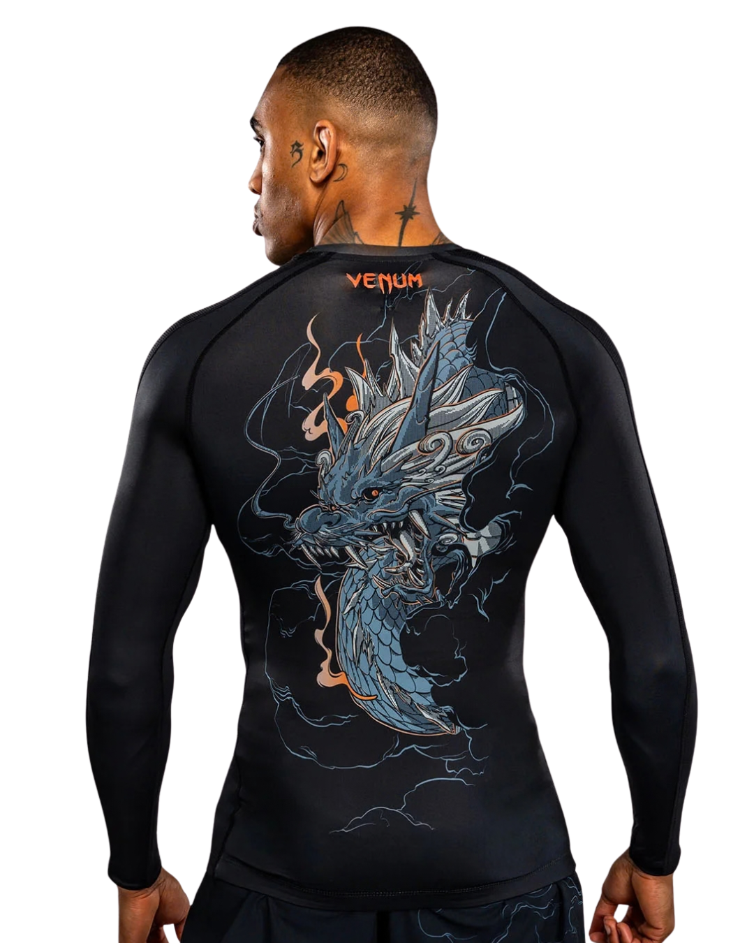Venum Thunder Dragon Longsleeve Rashguard | Black/Grey/Copper – Compression Fit – MMA & BJJ Performance Wear