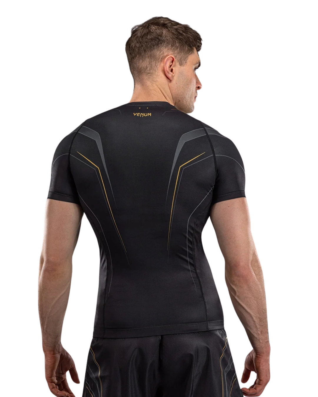 Venum Streamline Shortsleeve Rashguard – Black/Gold | Compression Fit – MMA & BJJ Performance Wear