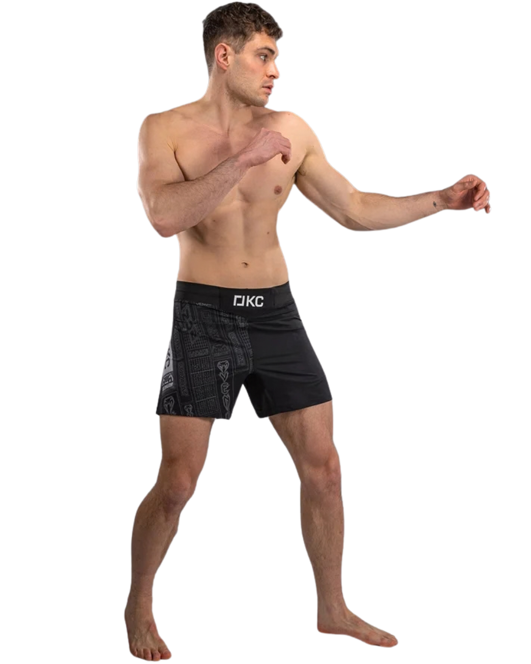 Venum Karate Combat Fightshorts – Black/Grey | Lightweight Performance – Mid‑Thigh Cut