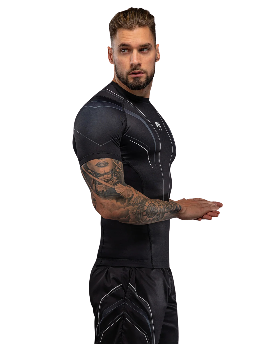 Venum Streamline Shortsleeve Rashguard – Black/White | Compression Fit – MMA & BJJ Performance Wear
