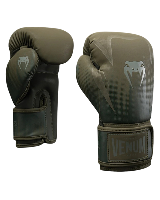 Venum Stealth Boxing Gloves – Khaki/Dark Green | Skintex Leather – Multi‑Density Foam – Training & Sparring