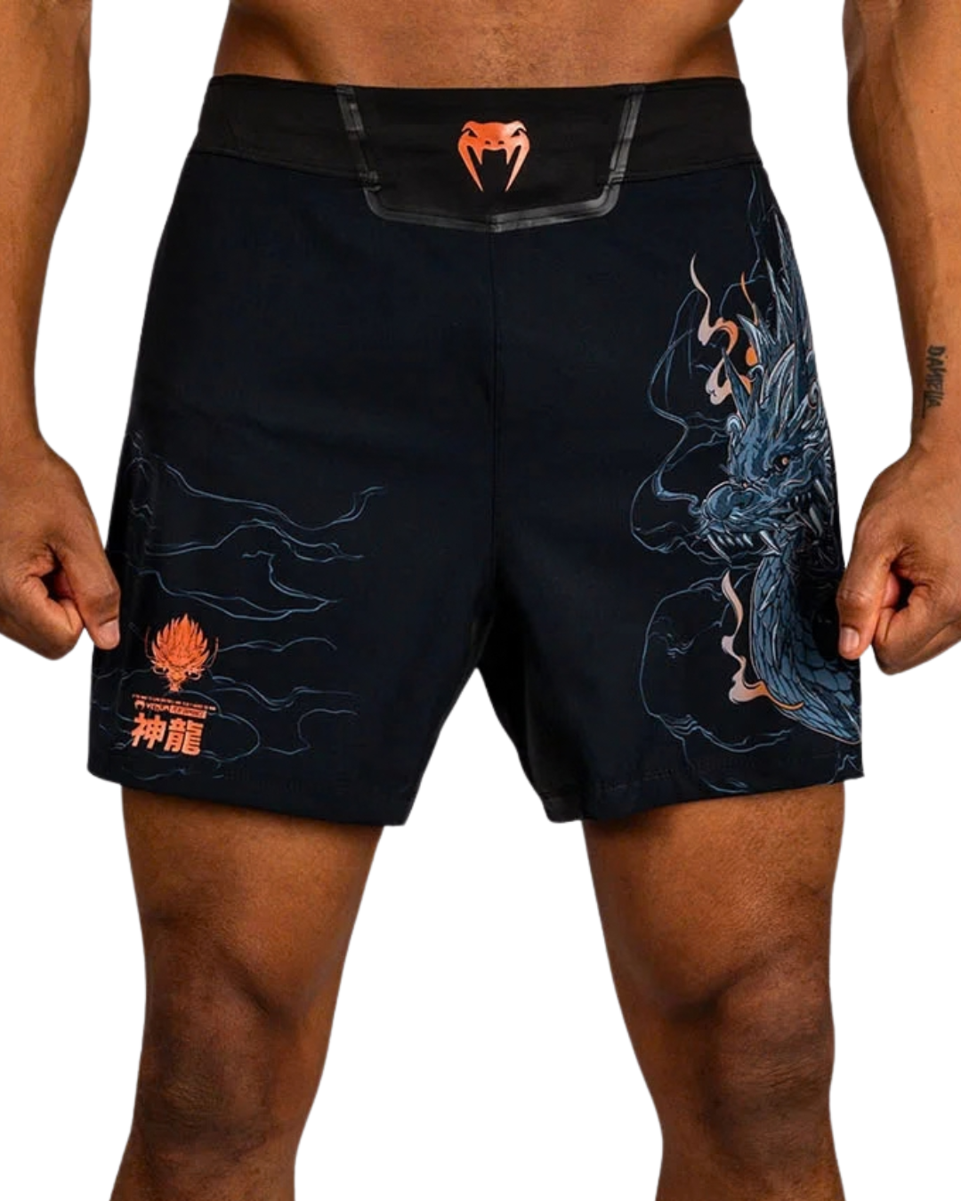 Venum Thunder Dragon Fightshorts – Black/Grey/Copper | Lightweight Mobility – MMA & Striking Performance