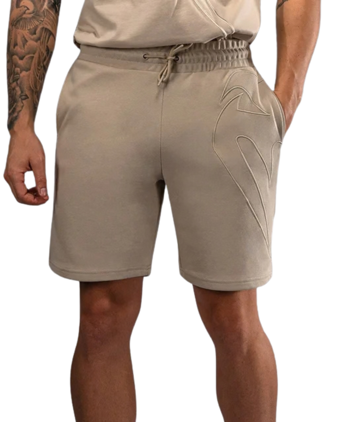 Venum Giant 3D Cotton Shorts – Beige | French Terry Cotton - Regular Fit - Lifestyle Athletic Wear