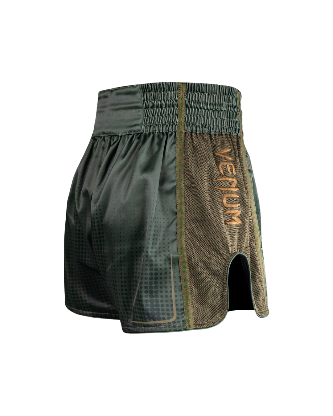 Venum Stealth Muay Thai Shorts – Khaki/Dark Green | Authentic Thai Cut – Lightweight Performance