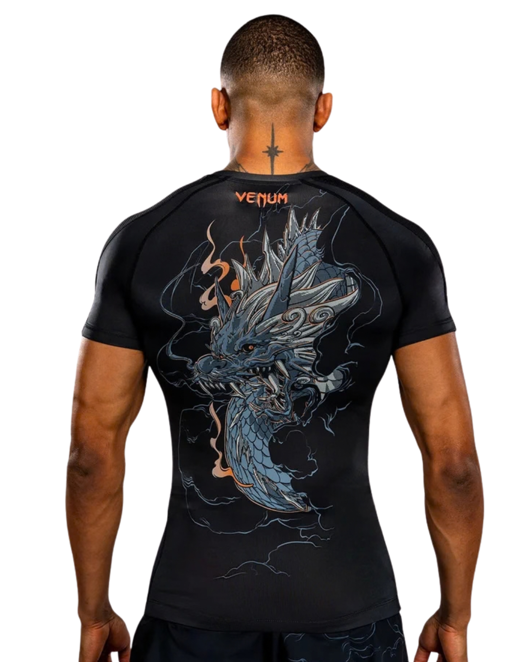 Venum Thunder Dragon Shortsleeve Rashguard – Black/Grey/Copper | Compression Fit – MMA & BJJ Performance Wear