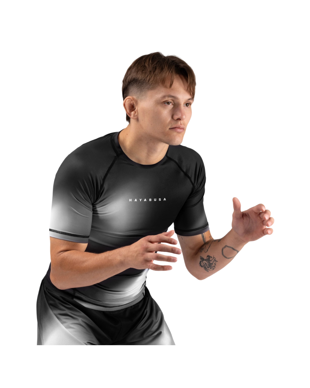 Hayabusa Men’s Apex Short Sleeve Rash Guard – Black/White