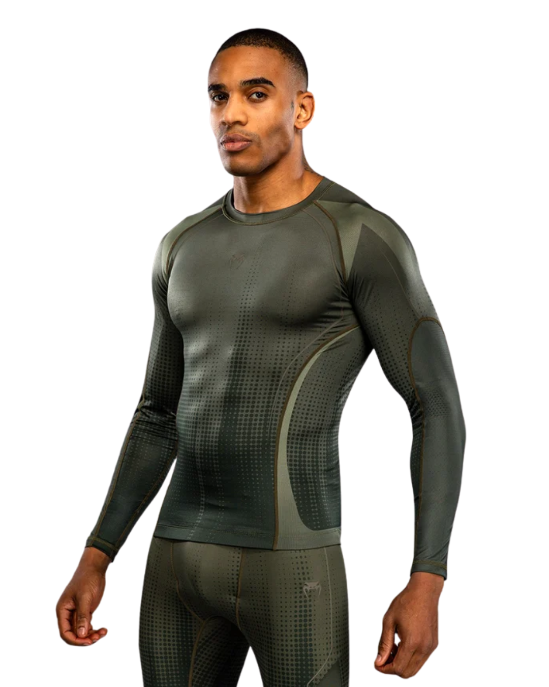 Venum Stealth Longsleeve Rashguard – Khaki/Dark Green | Compression Fit – MMA & BJJ Performance Wear