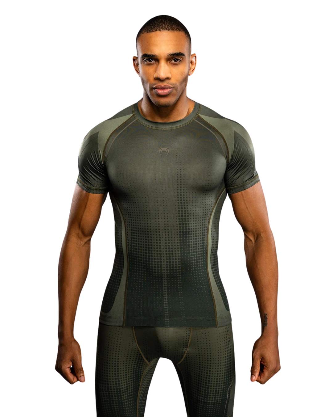 Venum Stealth Shortsleeve Rashguard – Khaki/Dark Green | Compression Fit – MMA & BJJ Performance Wear