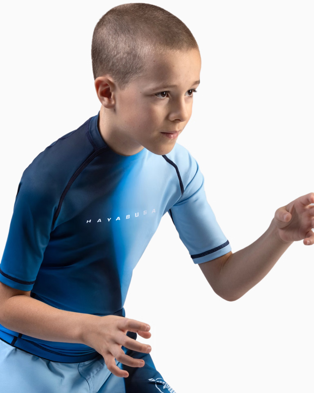 Hayabusa Youth Shortsleeve Rashguard – Blue – Compression Fit – Kids BJJ & MMA Training Wear
