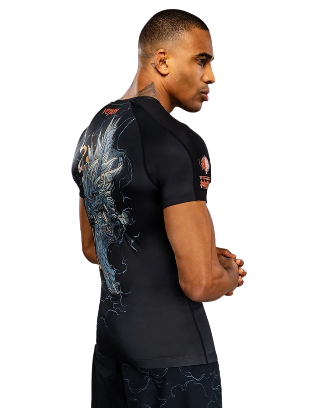 Venum Thunder Dragon Shortsleeve Rashguard – Black/Grey/Copper | Compression Fit – MMA & BJJ Performance Wear