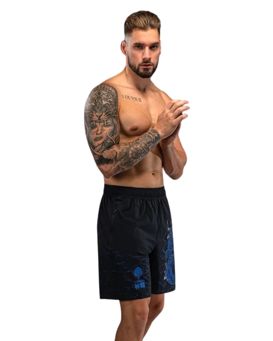 Venum Thunder Dragon Training Shorts – Black/Royal Blue | Lightweight Mobility – MMA & Striking Performance