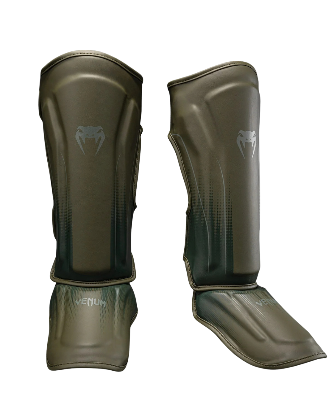 Venum Stealth Shinguards – Khaki/Dark Green | Multi‑Density Protection – Kickboxing & Muay Thai