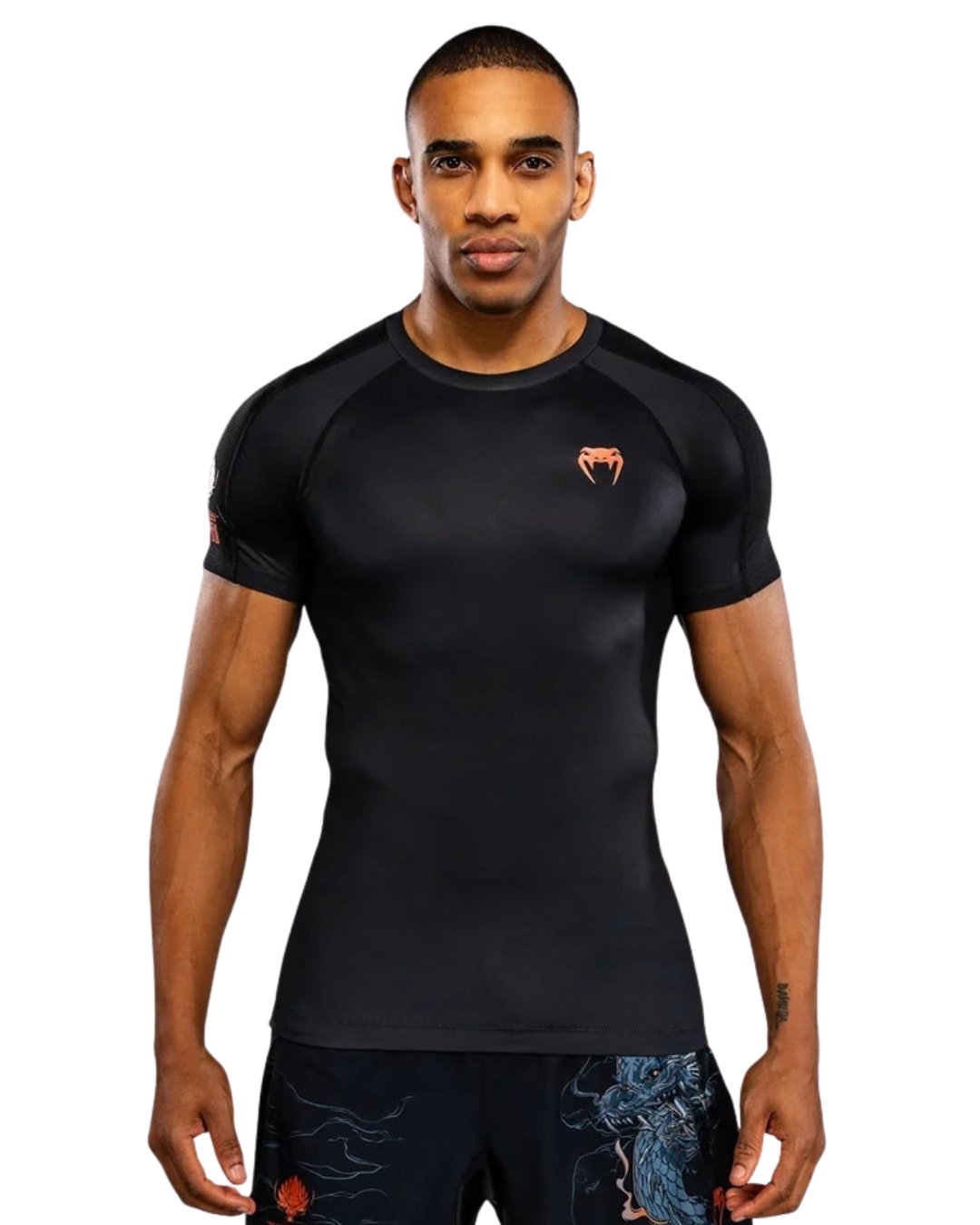 Venum Thunder Dragon Shortsleeve Rashguard – Black/Grey/Copper | Compression Fit – MMA & BJJ Performance Wear