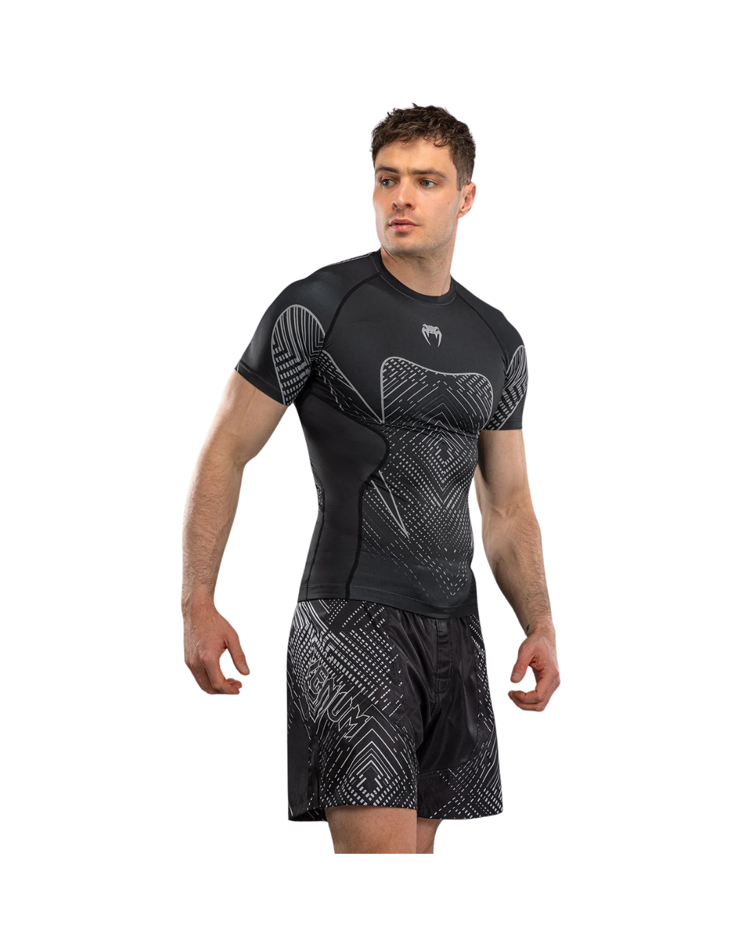 Venum Midnight Fury Short Sleeve Rash Guard – Black/Grey/Silver