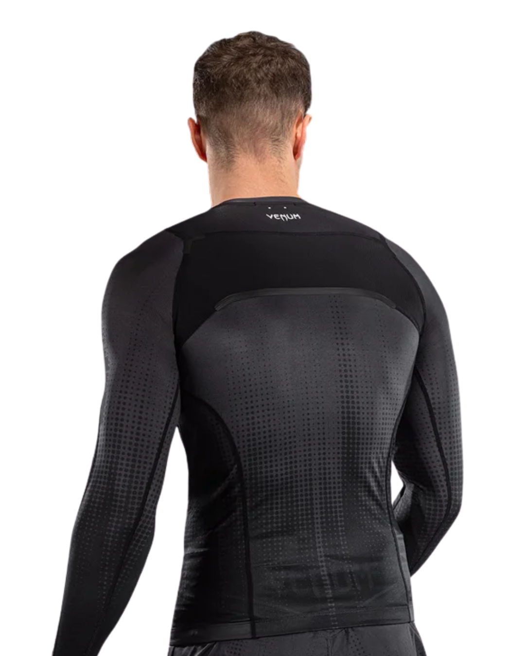 Venum Stealth Longsleeve Rashguard – Black/White | Compression Fit – MMA & BJJ Performance Wear