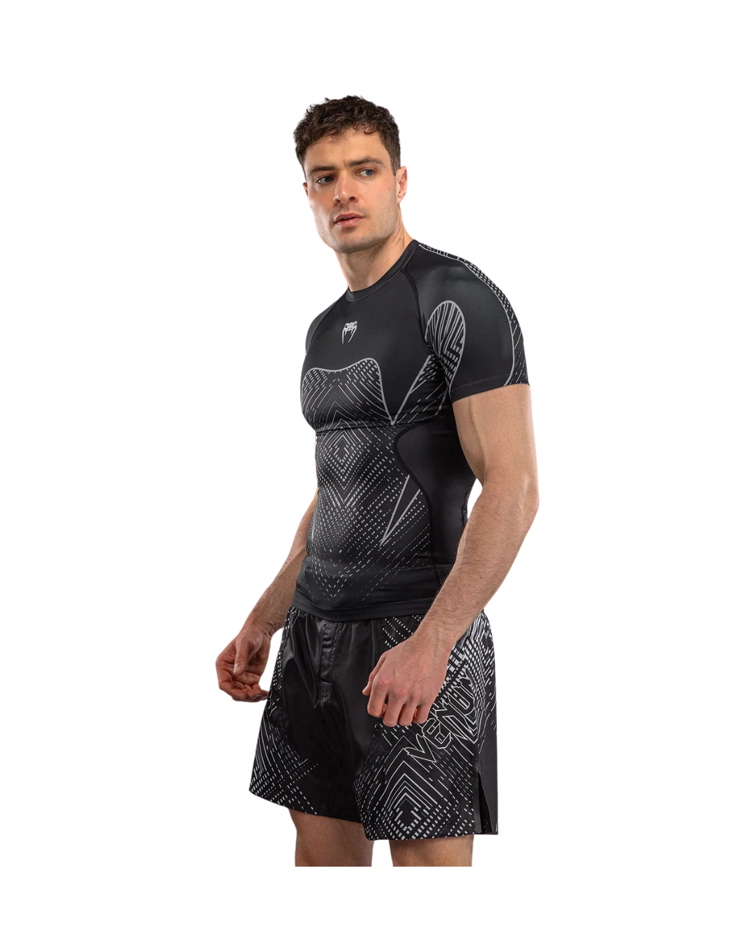 Venum Midnight Fury Short Sleeve Rash Guard – Black/Grey/Silver