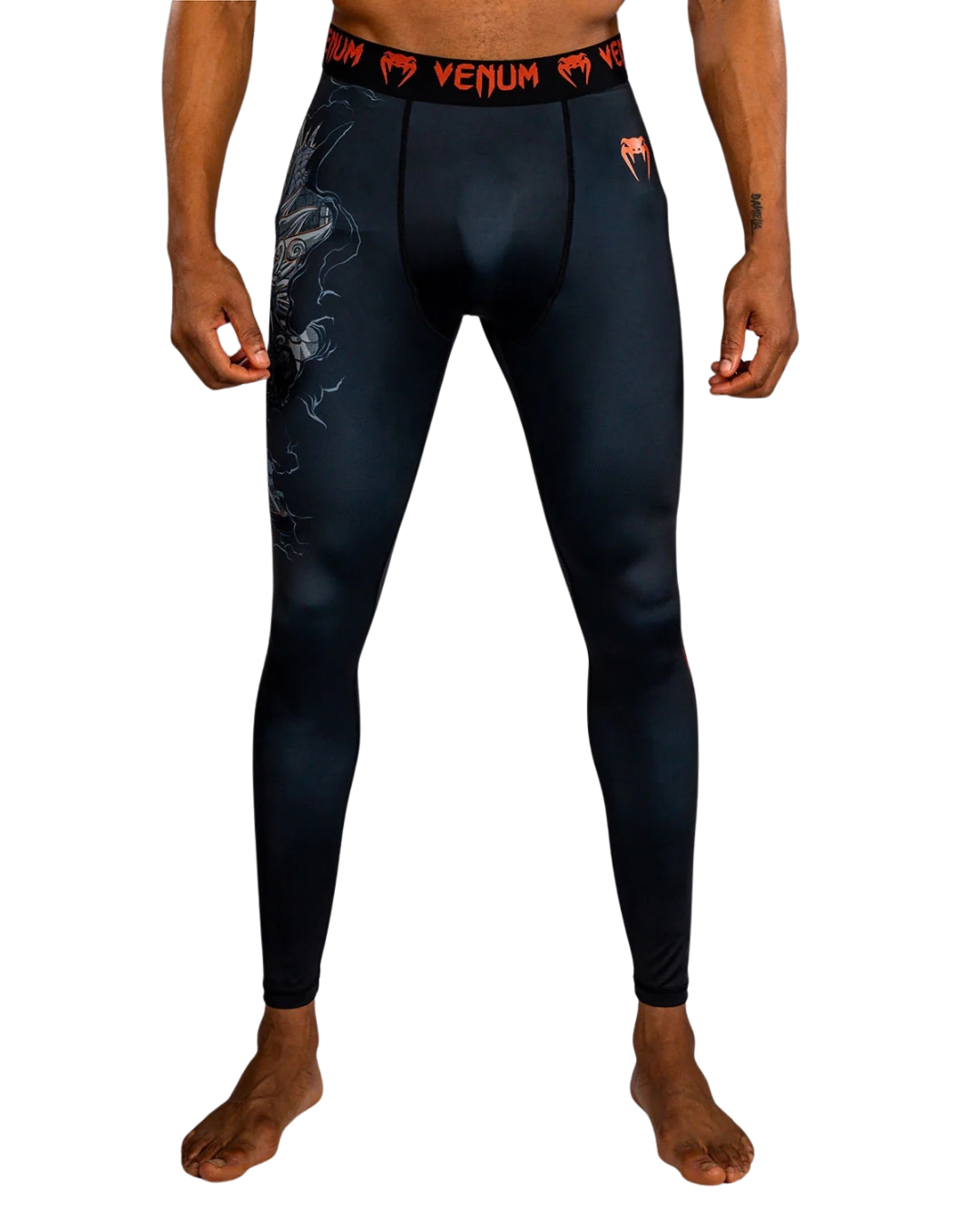 Venum Thunder Dragon Spats – Black/Grey/Copper | Compression Fit – MMA & BJJ Grappling Performance