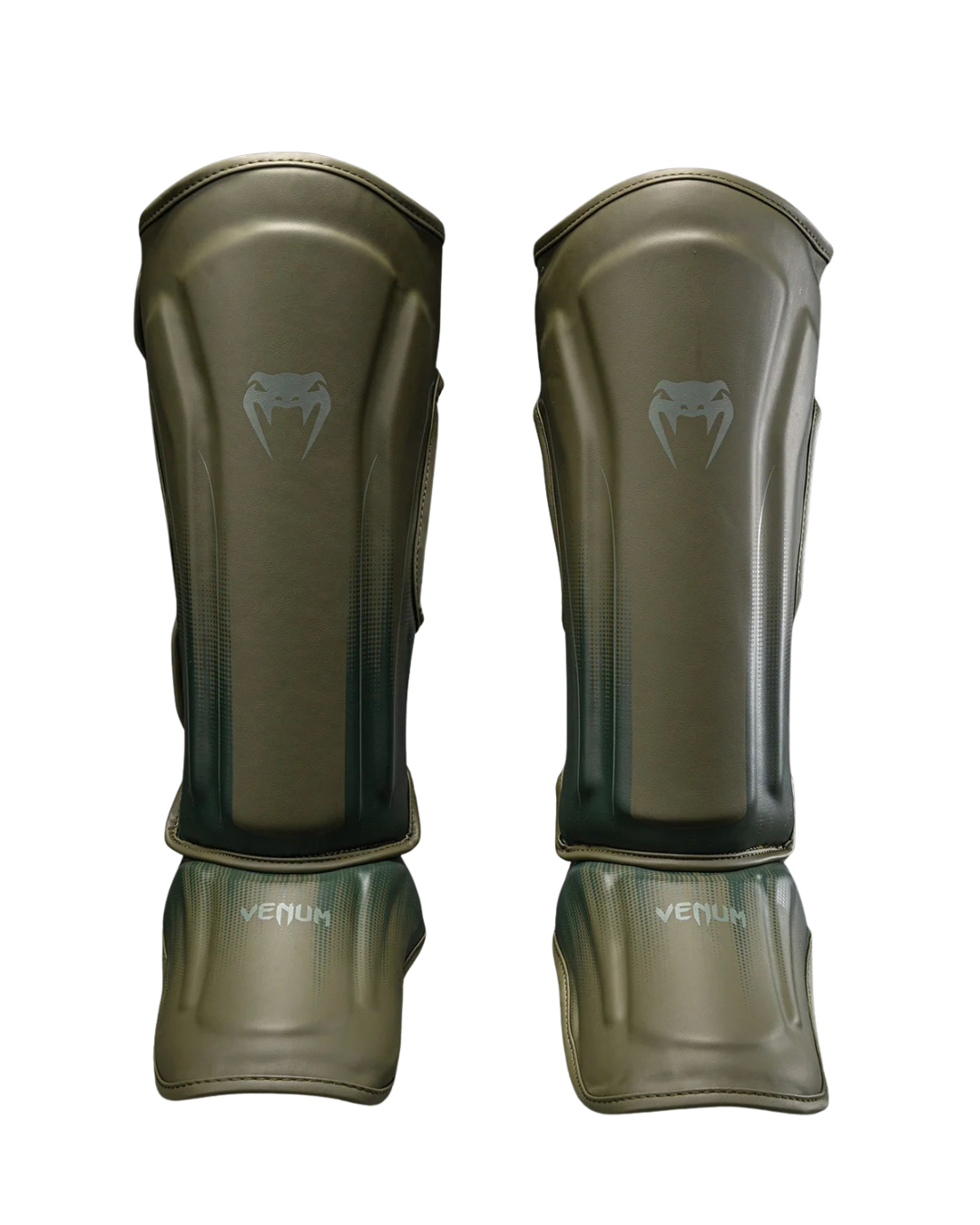 Venum Stealth Shinguards – Khaki/Dark Green | Multi‑Density Protection – Kickboxing & Muay Thai