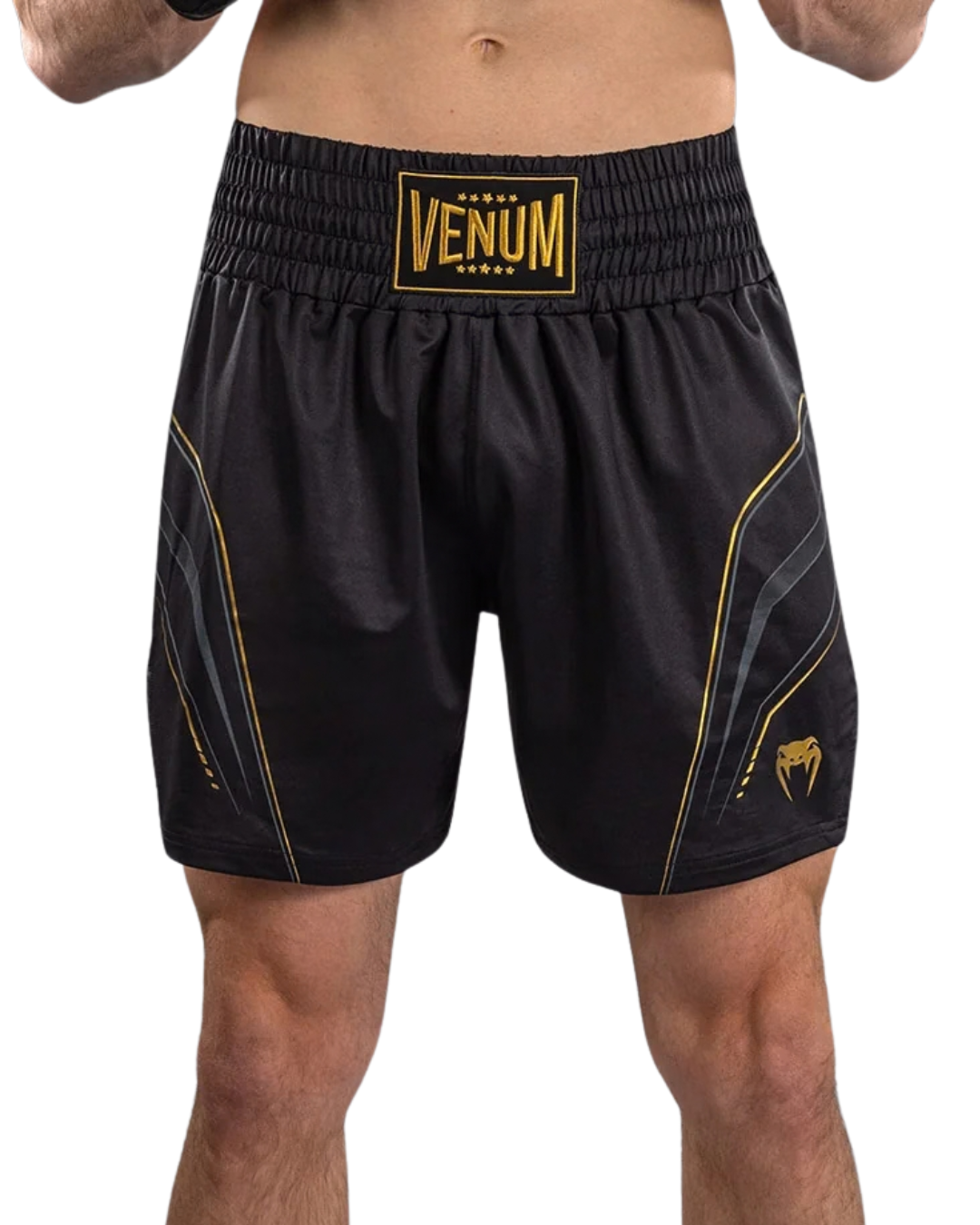 Venum Streamline Boxing Shorts – Black/Gold | Lightweight Performance – Wide Waistband