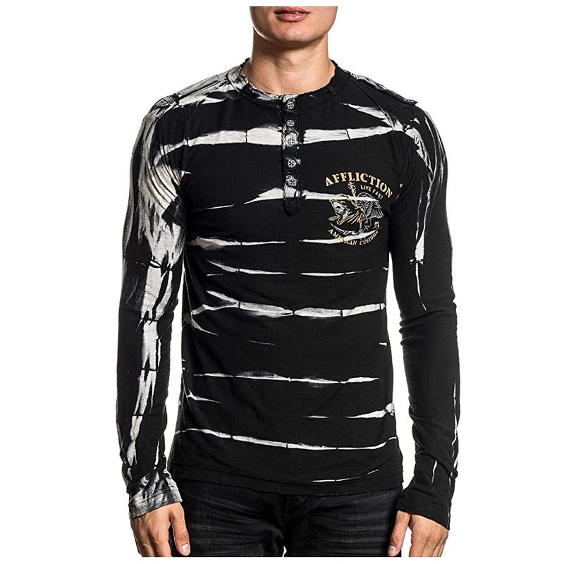 AC REAPER TRAINING LONG SLEEVE HENLEY BLACK FRONT SIDE